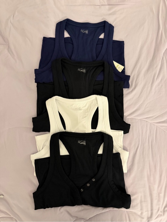 aerie Tops - aerie Ribbed Racerback Crop Tops - Black, White, Navy